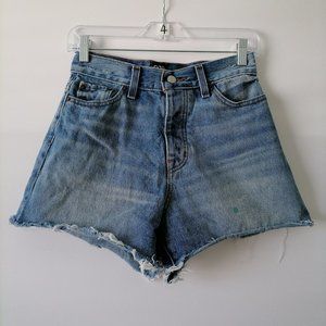 Bdg Urban Outfitters Womens Blue High Rise Denim Curvy Cut Off Shorts Size 26